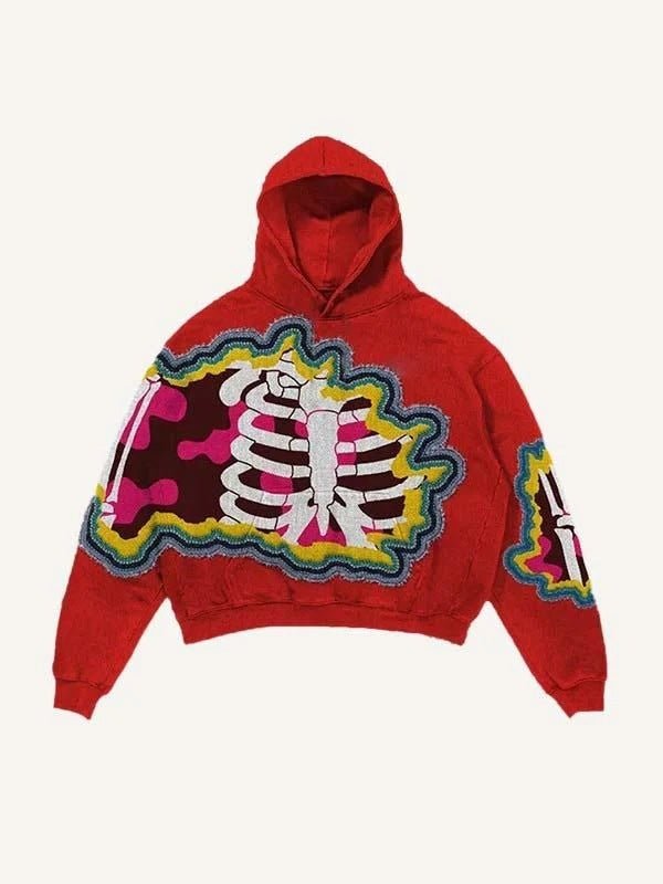 #young# - #streetculturesociety# - #streetculture# - #street# Colorblock Skull Print Pocket 3D SweaterStreetCulture Society