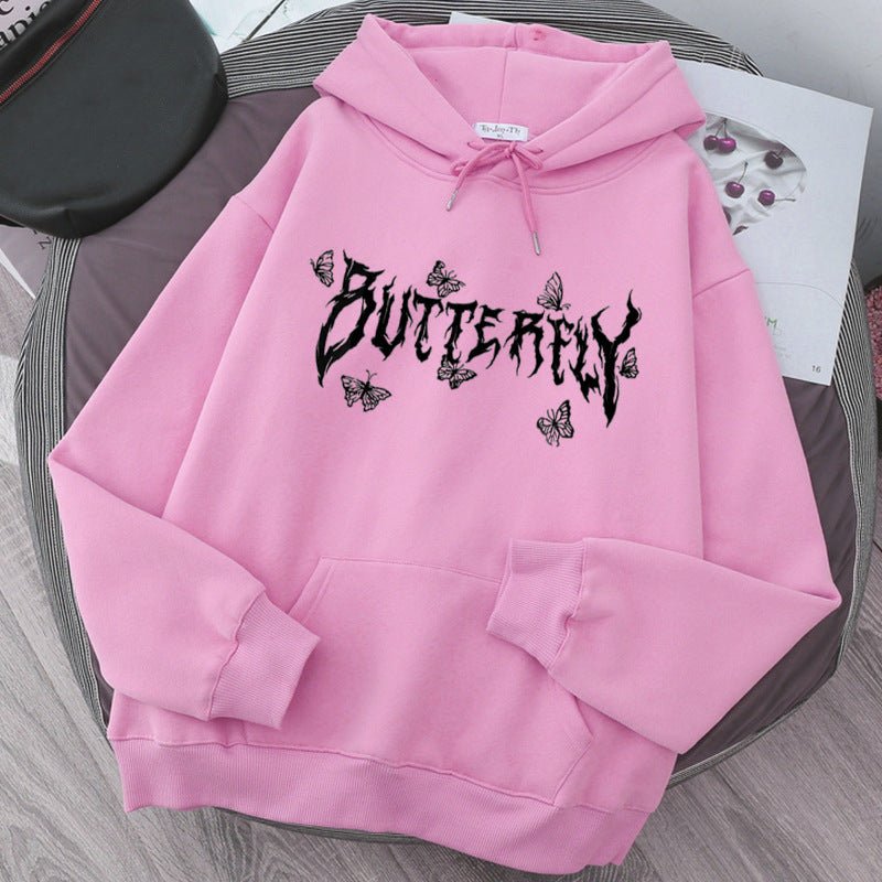 #young# - #streetculturesociety# - #streetculture# - #street# Gothic Letter Butterfly Loose Couple SweatshirtStreetCulture Society