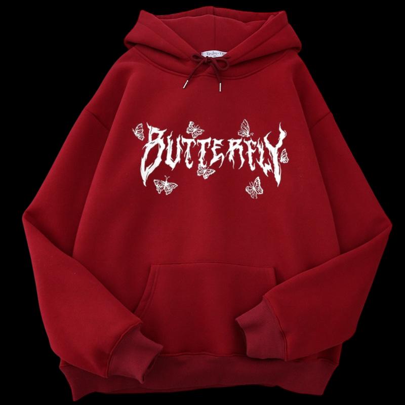 #young# - #streetculturesociety# - #streetculture# - #street# Gothic Letter Butterfly Loose Couple SweatshirtStreetCulture Society