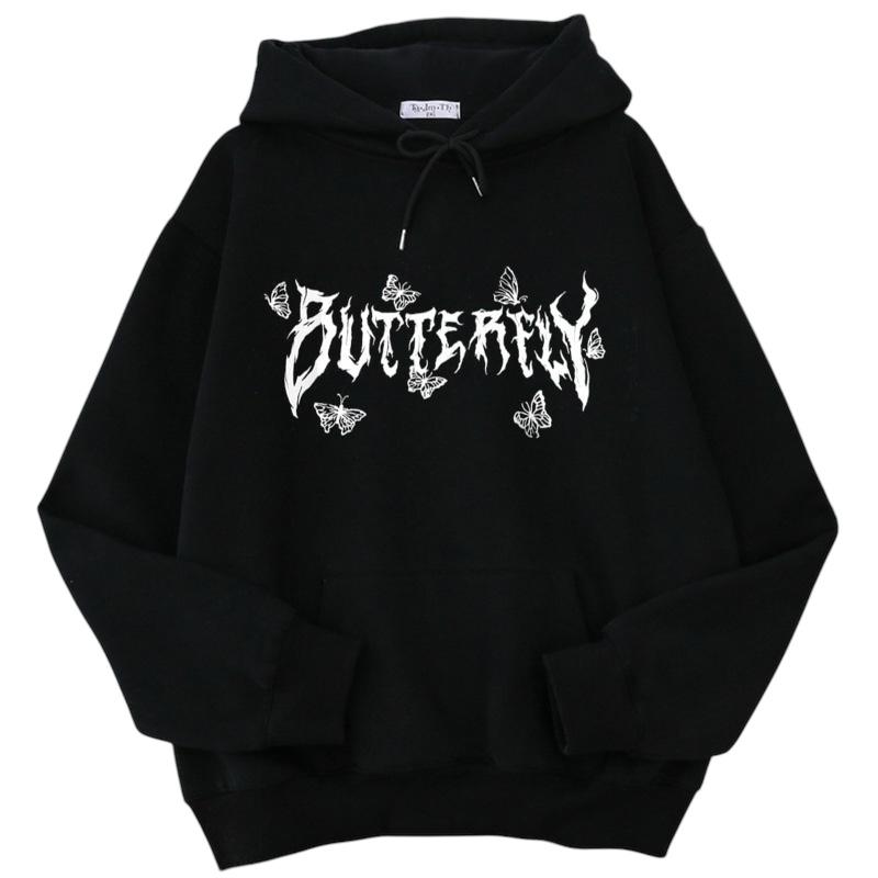 #young# - #streetculturesociety# - #streetculture# - #street# Gothic Letter Butterfly Loose Couple SweatshirtStreetCulture Society