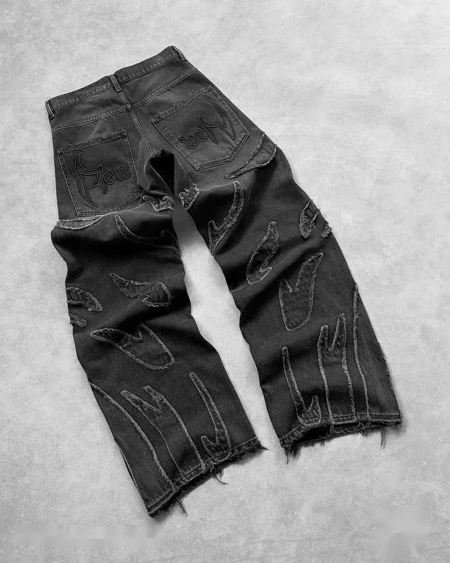 #young# - #streetculturesociety# - #streetculture# - #street# Retro Black Patchwork Hole Jeans Hip HopStreetCulture Society