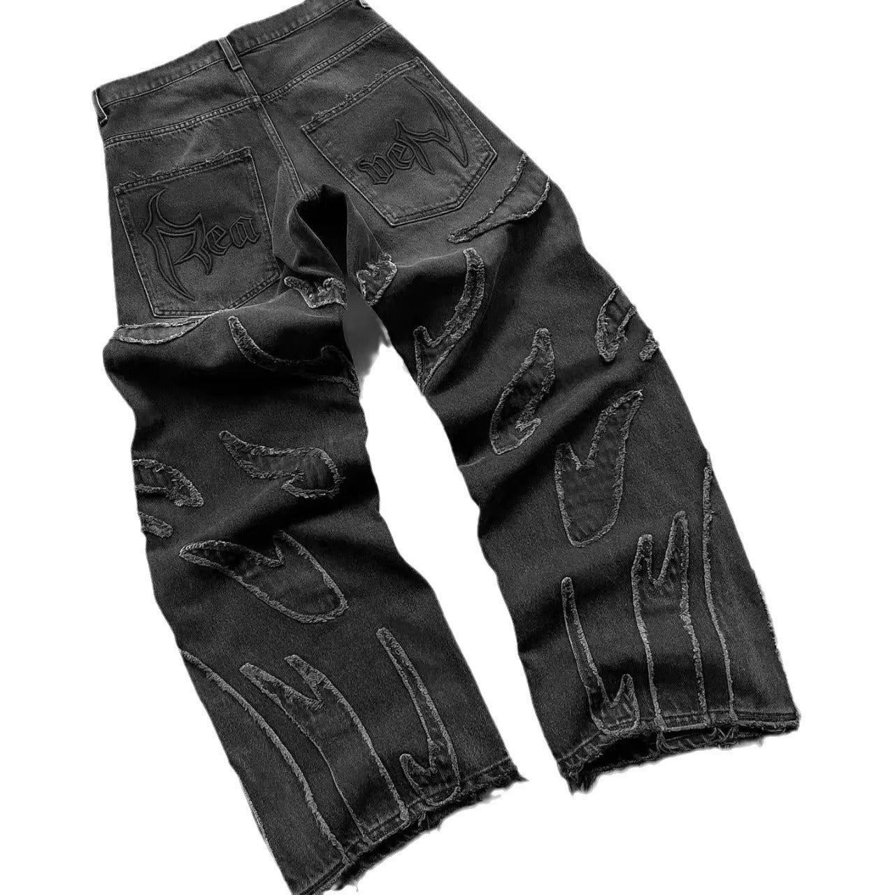 #young# - #streetculturesociety# - #streetculture# - #street# Retro Black Patchwork Hole Jeans Hip HopStreetCulture Society