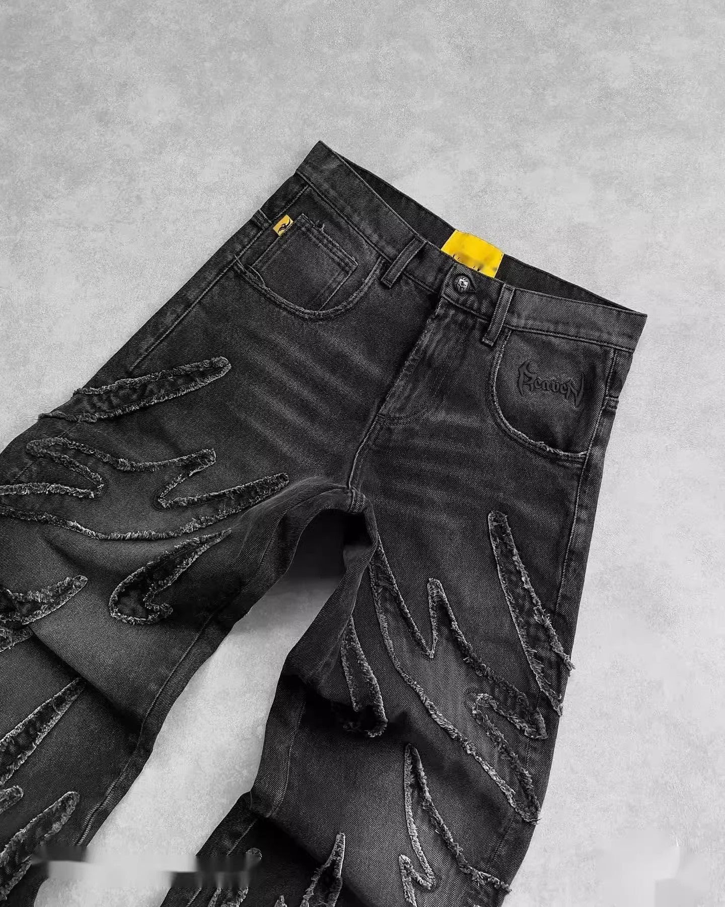 #young# - #streetculturesociety# - #streetculture# - #street# Retro Black Patchwork Hole Jeans Hip HopStreetCulture Society