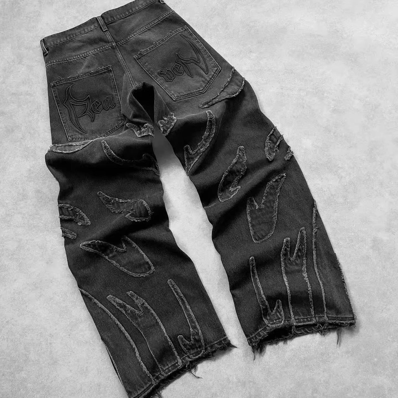 #young# - #streetculturesociety# - #streetculture# - #street# Retro Black Patchwork Hole Jeans Hip HopStreetCulture Society