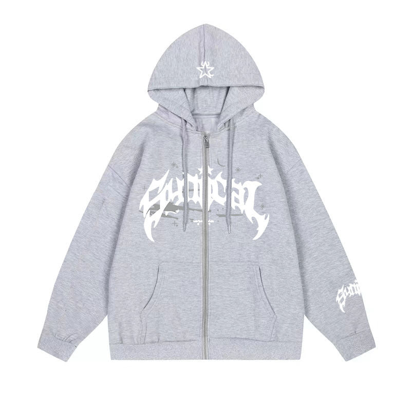 #young# - #streetculturesociety# - #streetculture# - #street# Vintage Zipper Sweatshirt Gothic Letter XINGX Printed HoodieStreetCulture Society